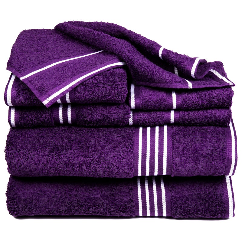 Lavish Home Rio 100% Cotton Towel Set - Eggplant, Medium, 8 Piece - Image 1